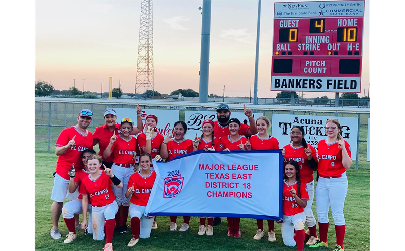 12U/Majors Softball District Champs